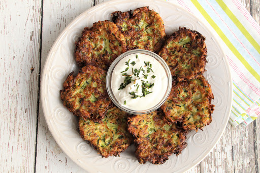 A plate of Zucchini or Summer Squash Fritters.