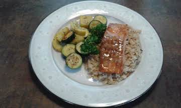 Peach Bourbon Glazed Salmon