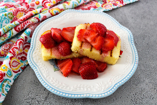 Grilled Strawberry Shortcake on a plate.