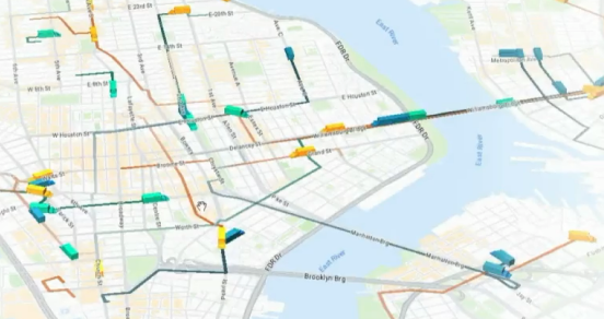 A map of a city showing traffic issues