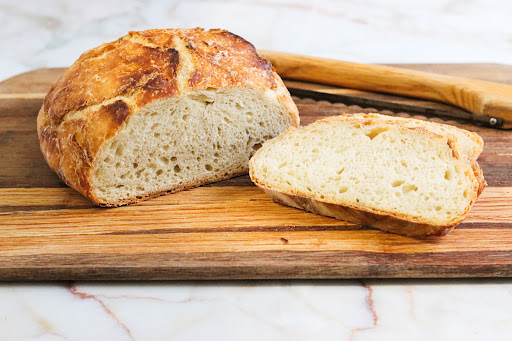 Homemade Crusty Bread sliced.