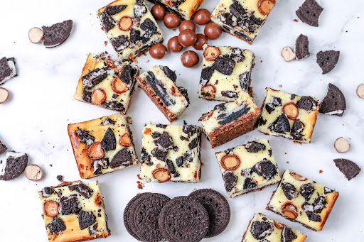 Naughty Cheesecake Bars cut.