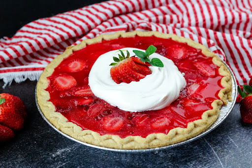 Strawberry Cream Cheese Pie ready to be sliced.